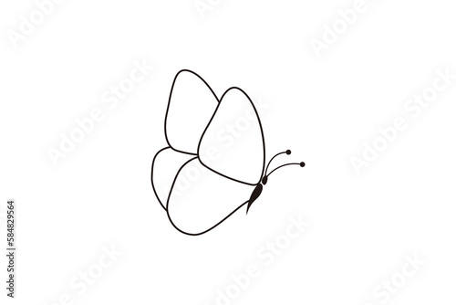 Vector isolated tiny one line butterfly drawing. Simple minimal butterfly line tattoo icon logotype