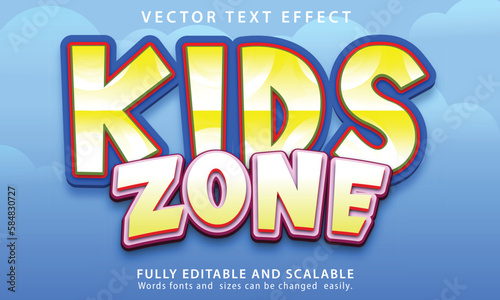 Kids Zone text effect vector file with cute background photo