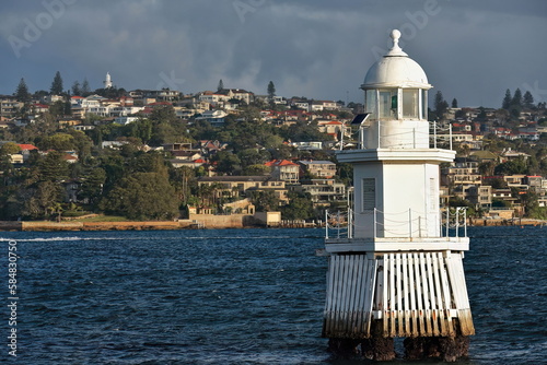 Eastern Channel Pile Light off Laings Point seen from the Manly-Circular Quay ferry. Sydney-Australia-550