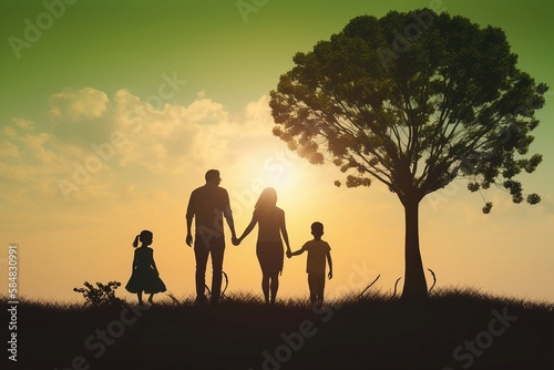 family at sunset