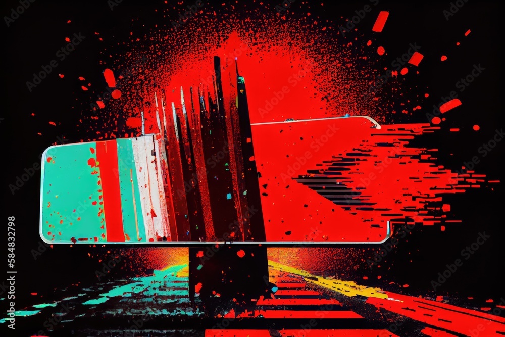 Distorted Stop Sign Texture a glitchy digital version of a stop sign, with its, created with ...