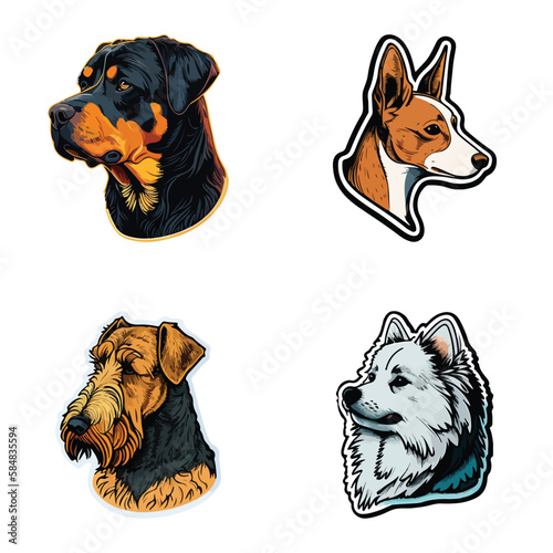 Dogs Flat Icon Set Isolated On White Background