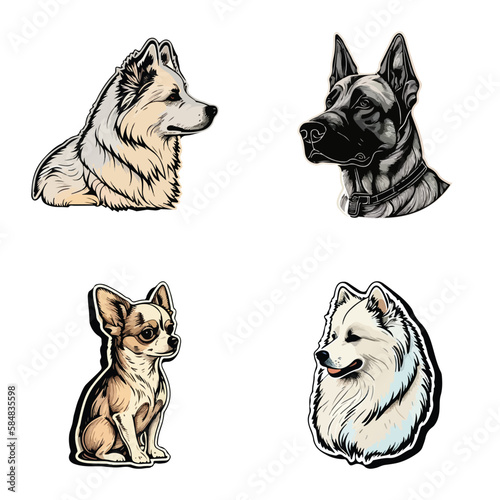 Dogs Flat Icon Set Isolated On White Background