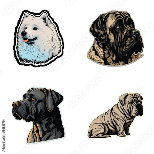 Dogs Flat Icon Set Isolated On White Background