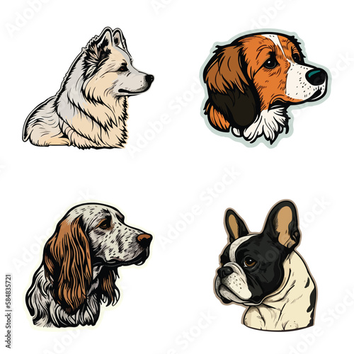 Dogs Flat Icon Set Isolated On White Background