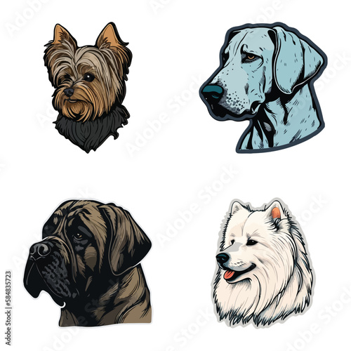 Dogs Flat Icon Set Isolated On White Background