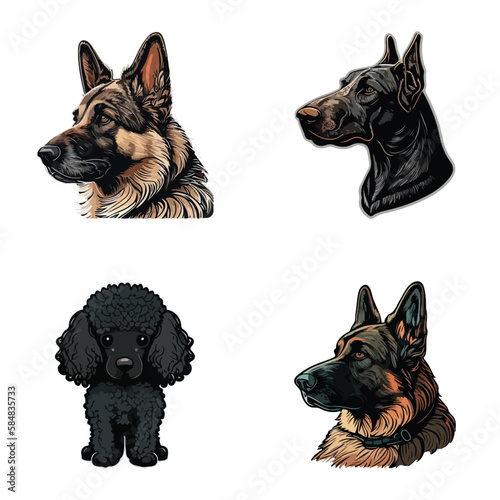 Dogs Flat Icon Set Isolated On White Background
