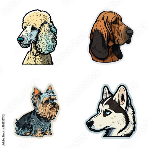 Dogs Flat Icon Set Isolated On White Background