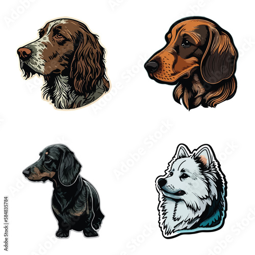 Dogs Flat Icon Set Isolated On White Background