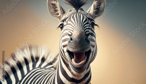Funny Close up Smile Zebra Face look at the camera