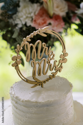Detail of a wedding cake topper photo