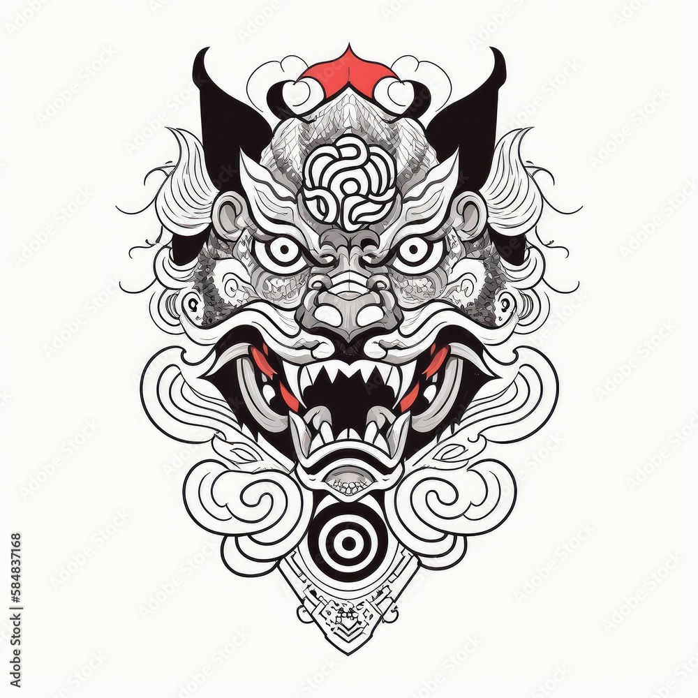 tribal skull tattoo dragon illustration