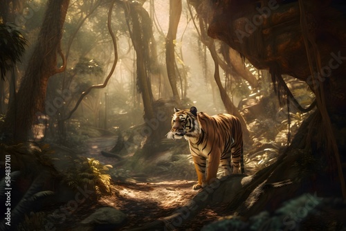 Painting of a Tiger in a jungle | Animal illustrations/backgrounds/wallpapers |