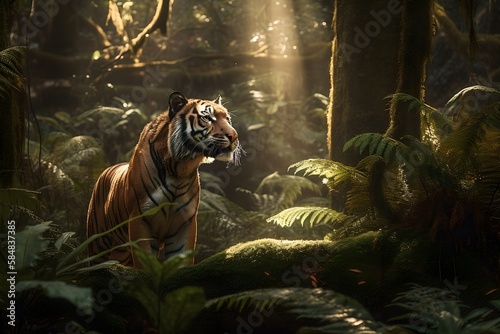 Painting of a Tiger in a rainforest | Animal illustrations/backgrounds/wallpapers |