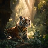 Painting of a Tiger in a rainforest | Animal illustrations/backgrounds/wallpapers |