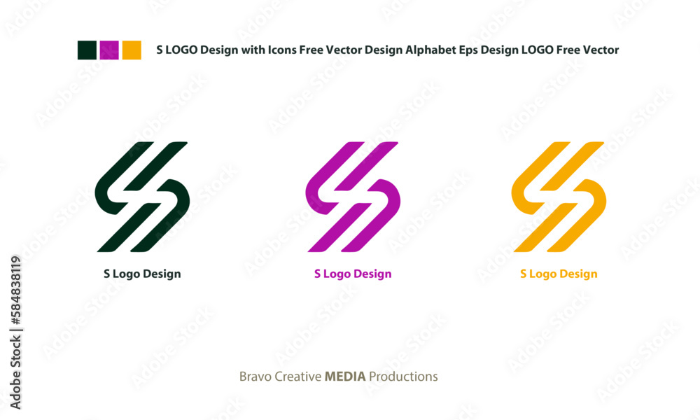 Fototapeta premium S LOGO Design with Icons Free Vector Design Alphabet Eps Design LOGO Free Vector