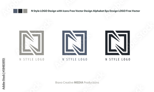 N Style LOGO Design with Icons Free Vector Design Alphabet Eps Design LOGO Free Vector