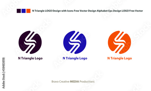 N Triangle LOGO Design with Icons Free Vector Design Alphabet Eps Design LOGO Free Vector