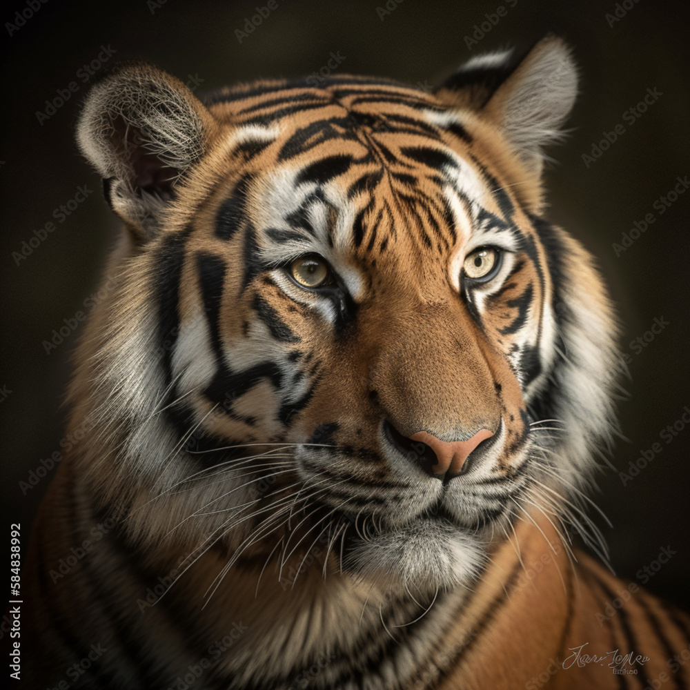 Fototapeta premium Tiger close portrait. Generate ai