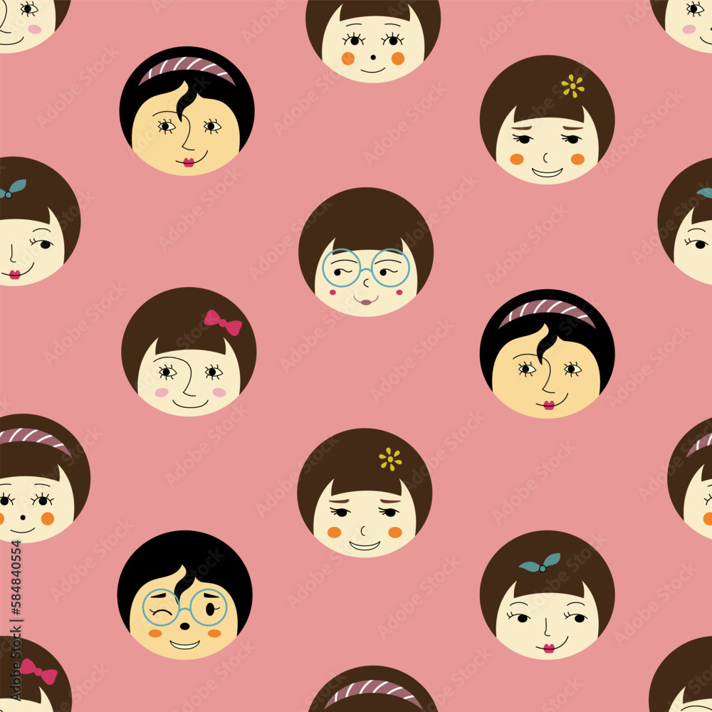 Feminine look, abstract personage, mascot design, funny face, cute icon. Feminine look, abstract personage, mascot design, funny face, cute icon.