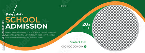 School Admission Registration Social Media Web Banner Post Design Template for School, College, University