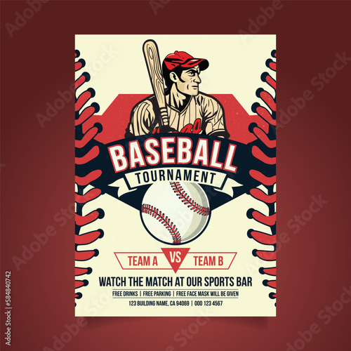 Baseball Flyer Design Template for Sport Event, Tournament or Championship