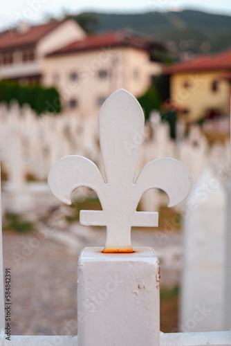 Alifakovac war Cemetery in Sarajevo with  fleur-de-lis photo