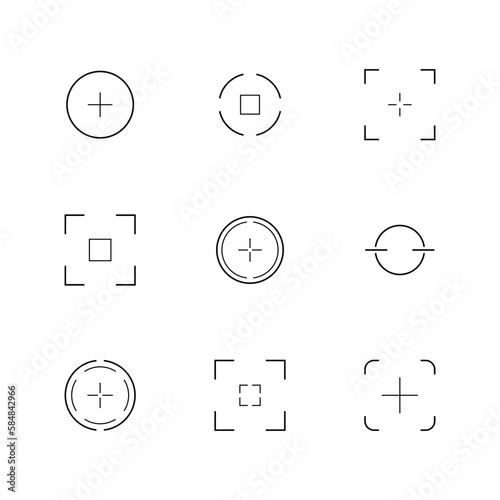Camera viewfinder linear vector icons. Isolated autofocus outline pictograms collection on white