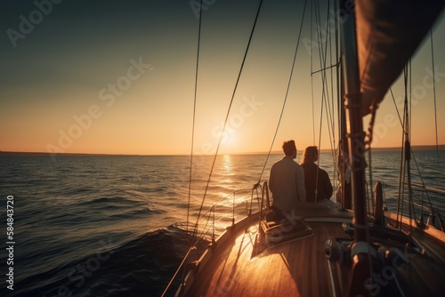 Sailing into the Sunset: A Couple's Romantic Getaway, GENERATIVE AI © nishihata