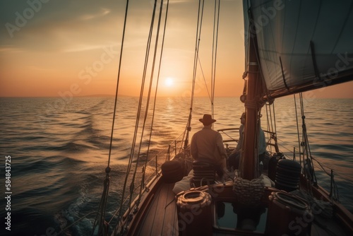 Sailing into the Sunset: A Couple's Romantic Getaway, GENERATIVE AI © nishihata