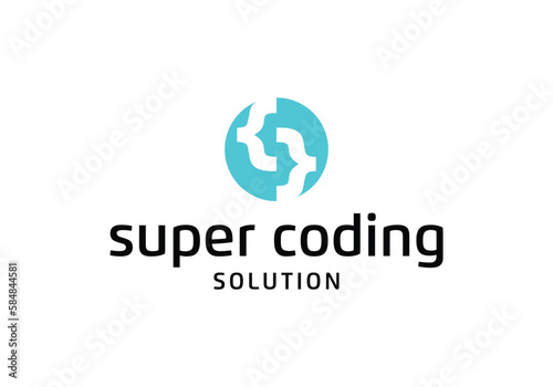 Code symbol initial letter S coding developer logo design