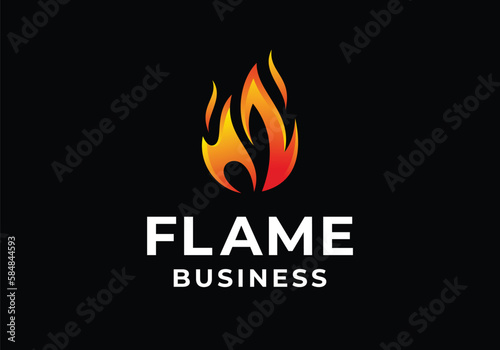 Fire flame burn logo illustration design template