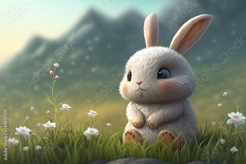 Cute Cartoon Bunny Rabbit i...