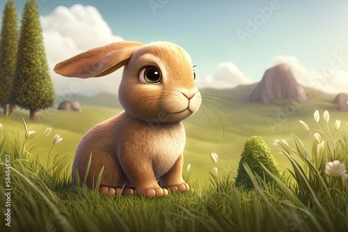 Cute Cartoon Bunny Rabbit i...