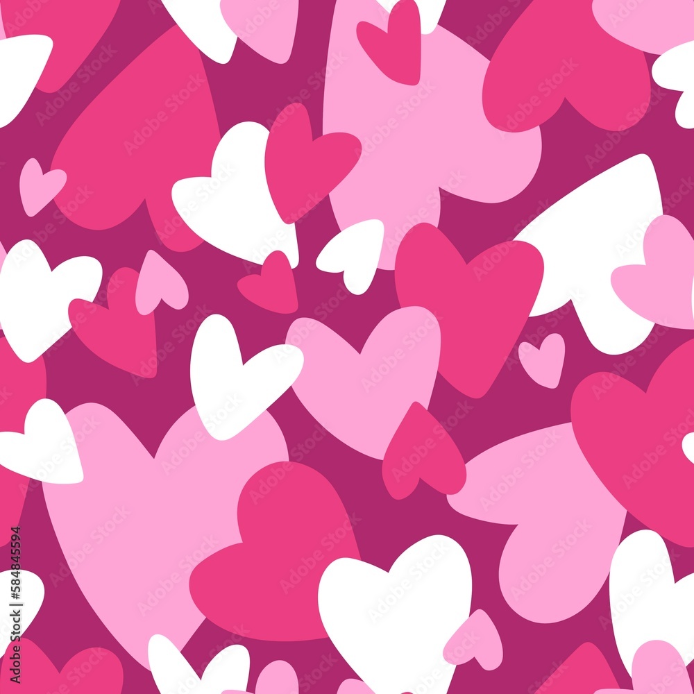 Valentines hearts cartoon pattern for wrapping and kids clothes print and fabrics and gift box