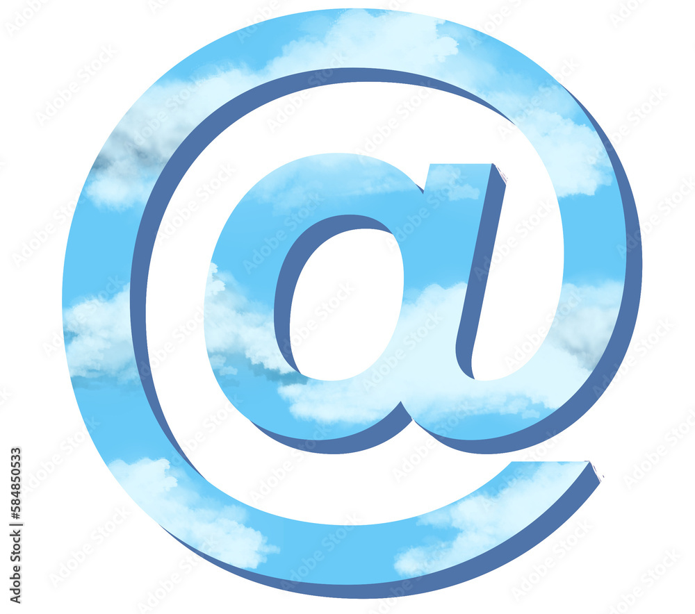 At - @ - font symbol - light blue color with cloud - png file - with a ...