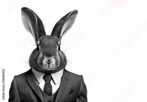 Rabbit in a business suit on a white background. created by AI