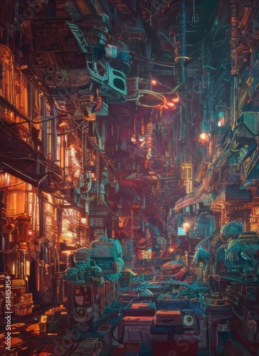 Cyberpunk Cityscape City Lights
