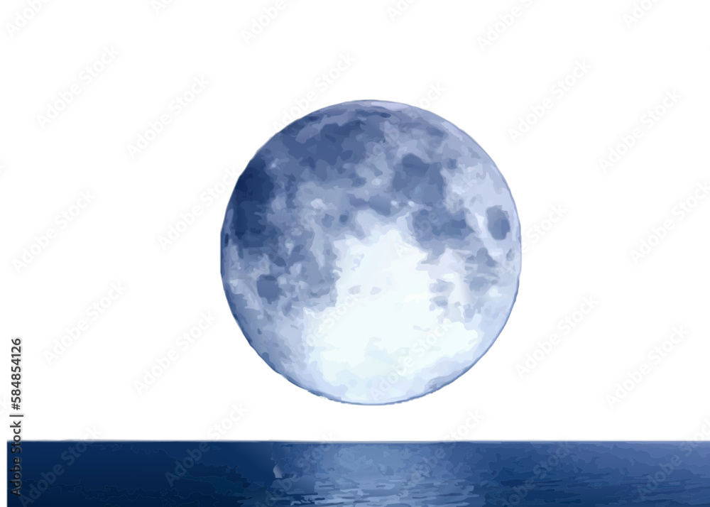 Moon Over Ocean Vector