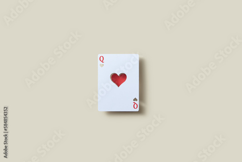 Paper cut white with red ace of heart card. photo