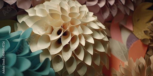 paper art, flowers, pastel colors, Generative AI