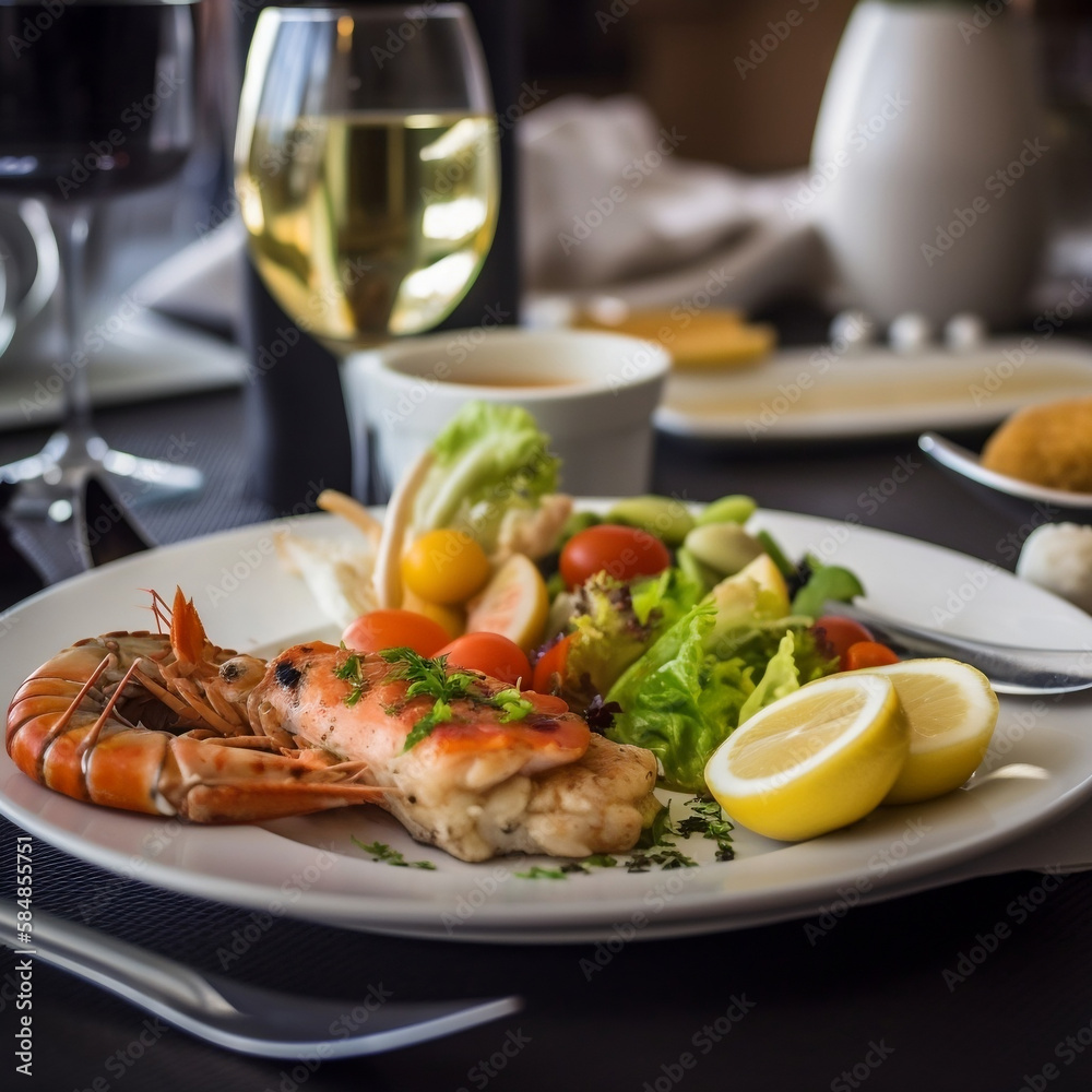 grilled shrimps with lemon and salad grilled shrimps with lemon and salad