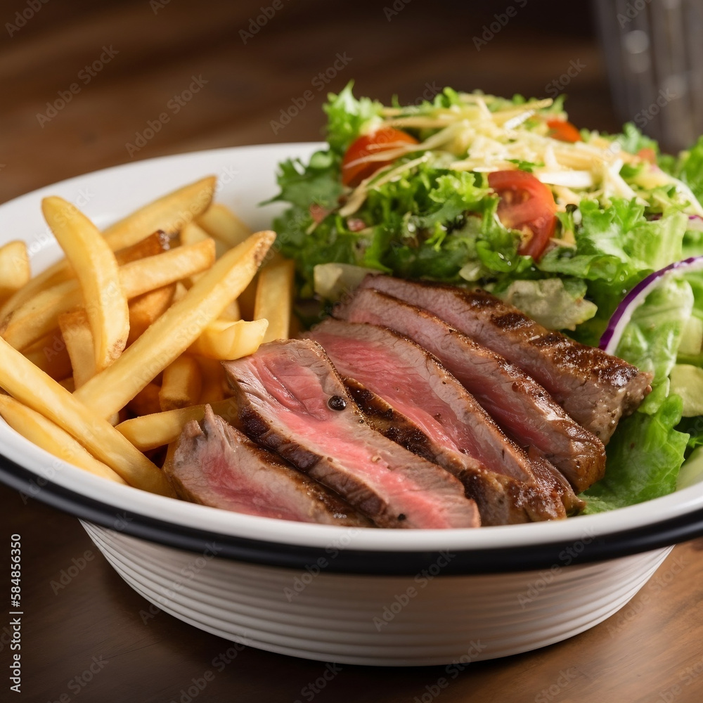 beef steak with salad