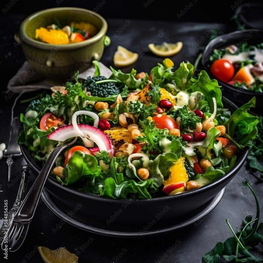 healthy salad bowl with vegetables