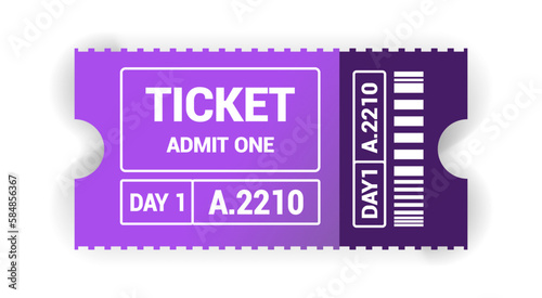 ticket vector illustration in the flat style. Ticket stub isolated on a background. Retro cinema  movie tickets festival ticket