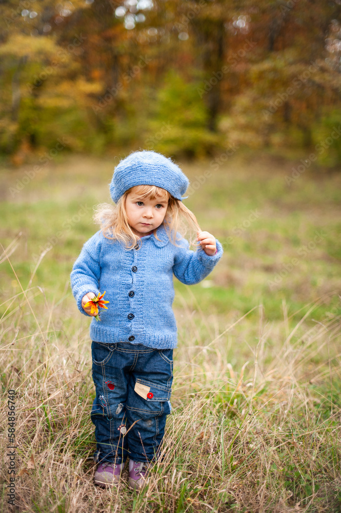 Portrait of the little girl in a blue beret. Portrait of the little girl in a blue beret.