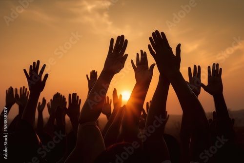 silhouette of hands at sunset