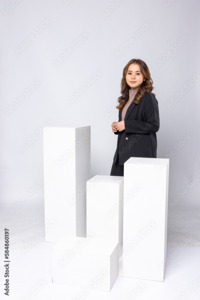 Beautiful asian woman natural makeup wear fashion clothes casual dress code office style. Beautiful asian woman natural makeup wear fashion clothes casual dress code office style.
