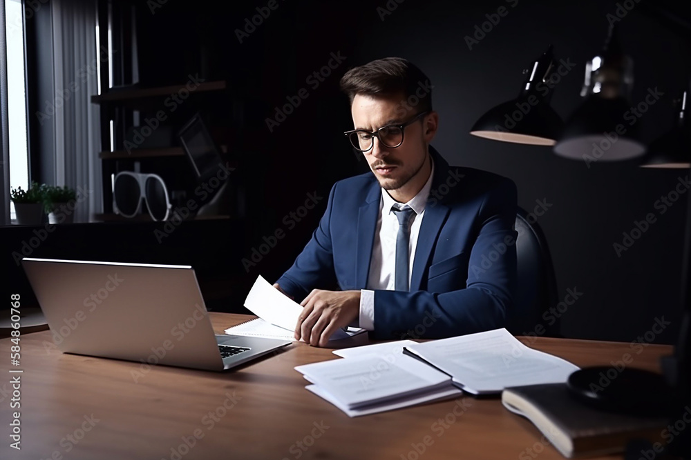 homem de negócios fazendo calculos trabalho em escritório 