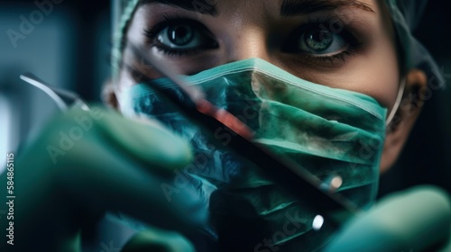 Empowered Women in Medicine: Close Up of Female Surgeon, GENERATIVE AI